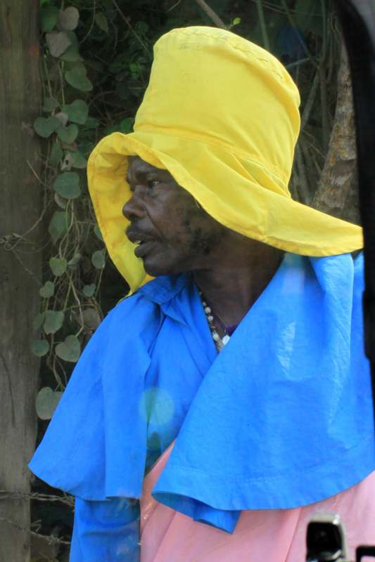 a man wearing a yellow hat