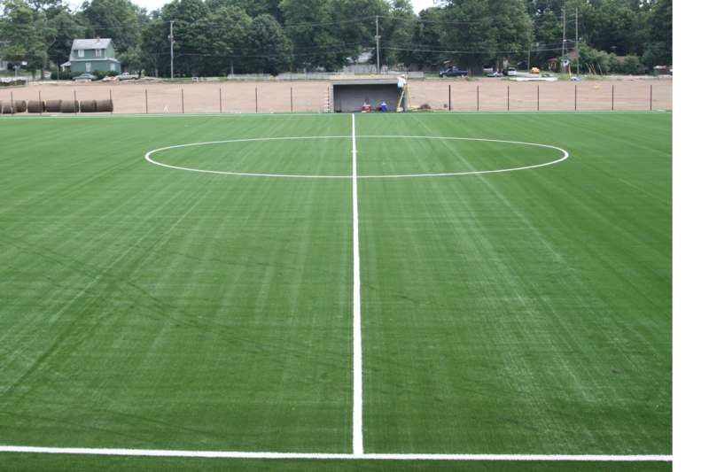a football field with a circle on the side