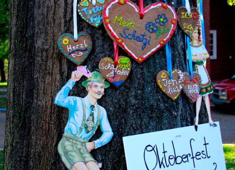 a group of gingerbread hearts on a tree
