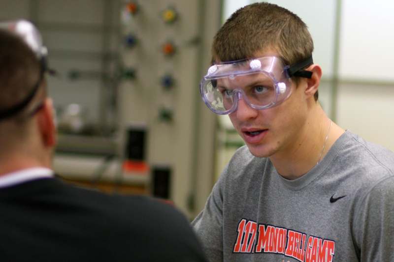 a man wearing safety goggles