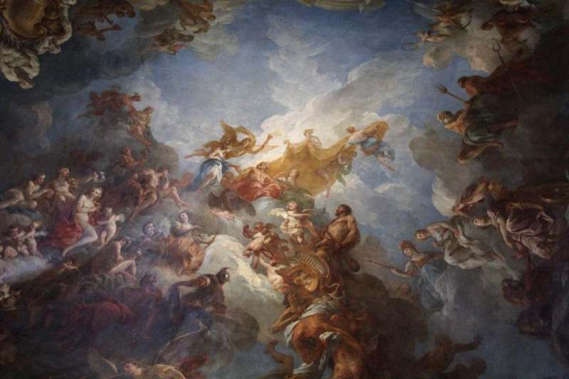 a ceiling painting of a painting of people