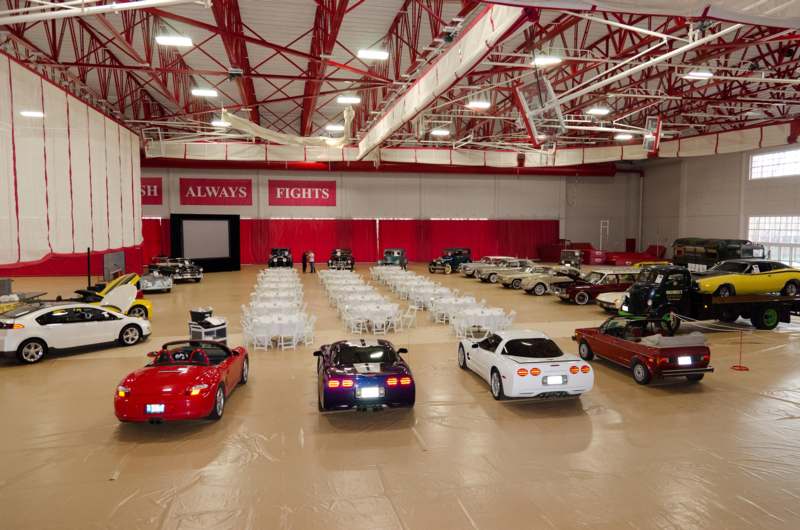 a large room with many cars