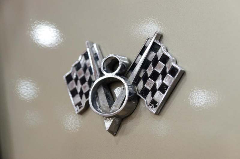 a car emblem with a checkered flag
