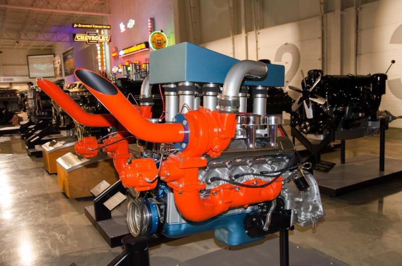 an orange and silver engine