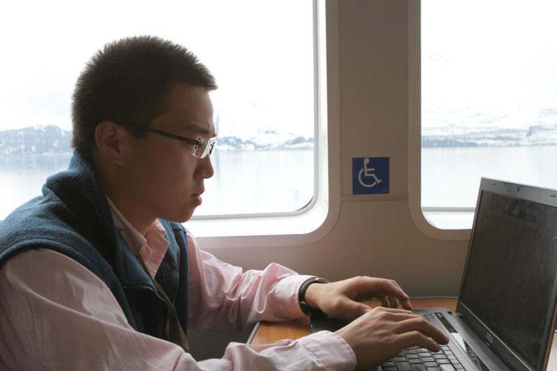 a man using a laptop