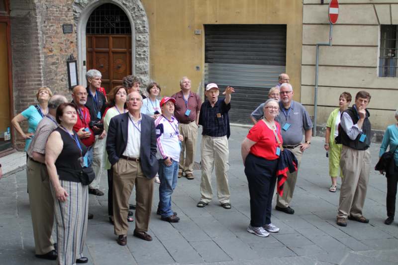a group of people standing outside
