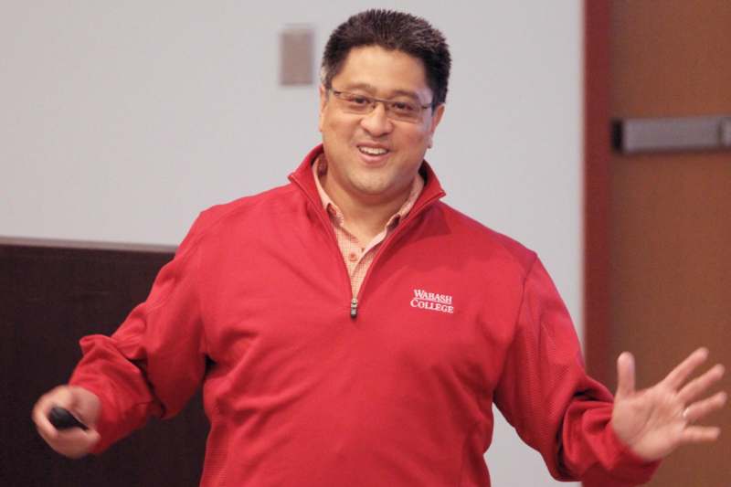 a man wearing a red jacket