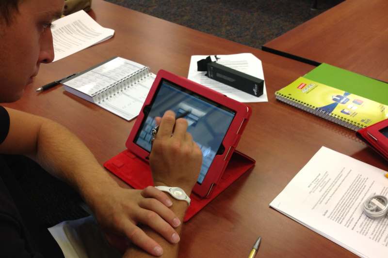 a person using a tablet