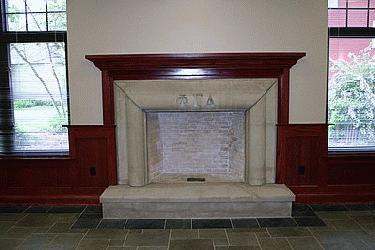 a fireplace in a room