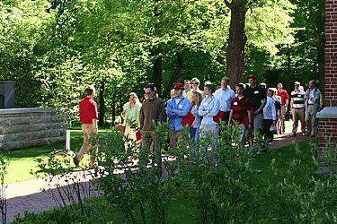 a group of people standing in a line