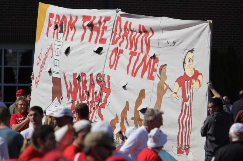 a large banner with a cartoon character on it