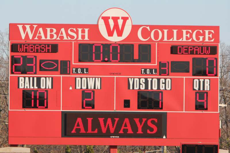 a red scoreboard with numbers and letters