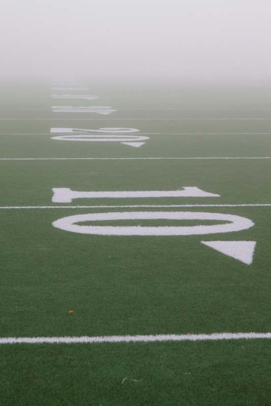 a close up of a football field