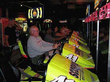 a group of people playing a video game