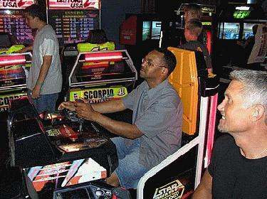a group of people playing video games