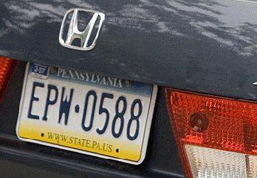 close-up of a license plate on a car