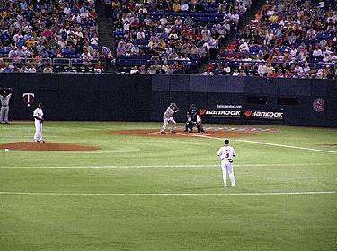 a baseball game in the stadium