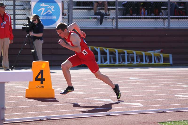 a man running on a track