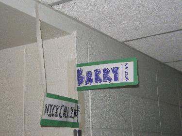 a close-up of signs on the wall