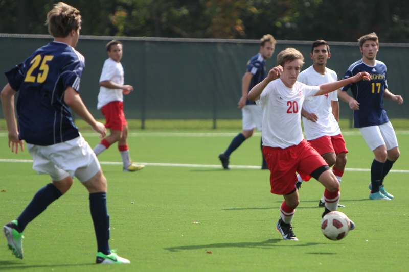 a group of men playing football