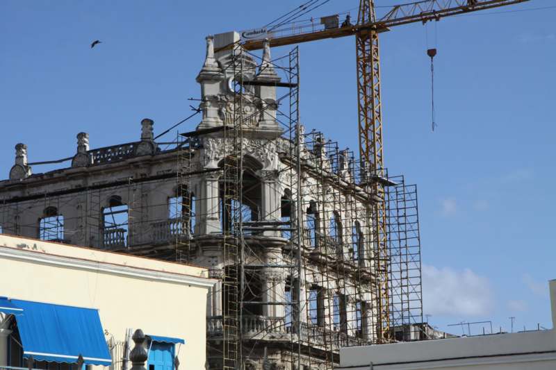 a building under construction with scaffolding