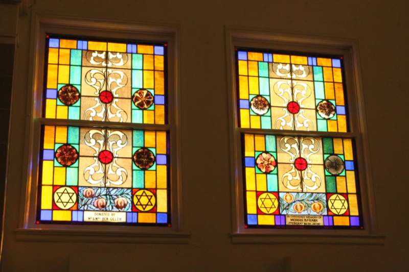 a stained glass windows with different designs