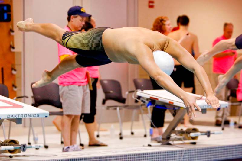 a man diving into a pool