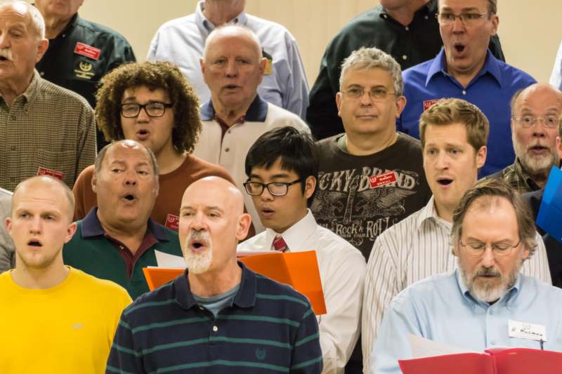 a group of people singing