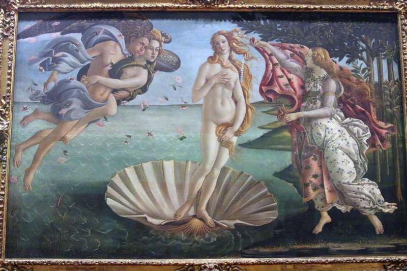 a painting of a woman in a shell