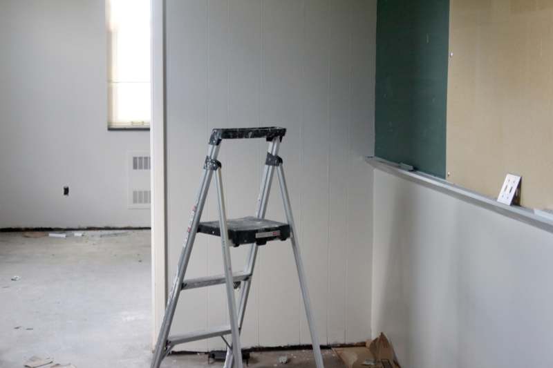 a ladder in a room