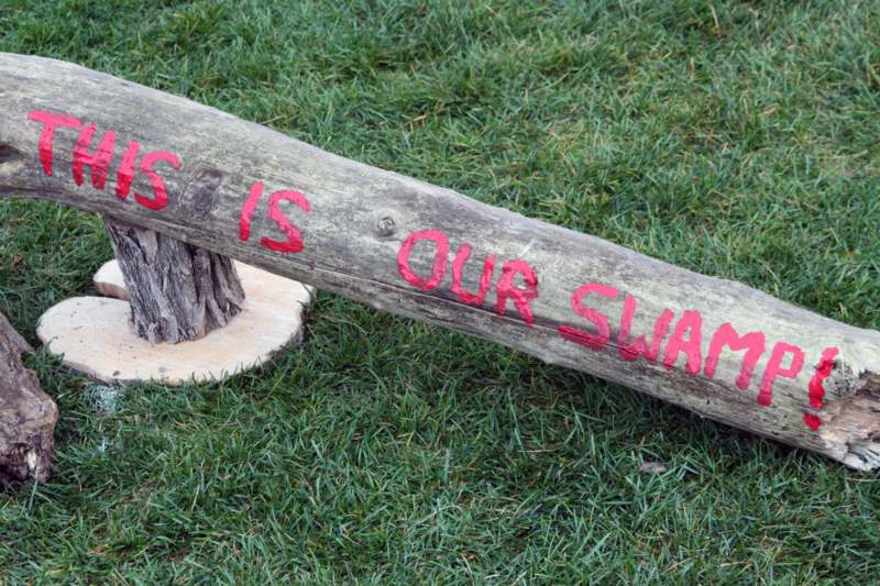 a log with red writing on it