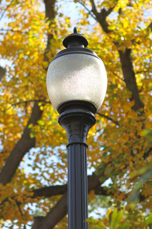 a lamp post with a light on it