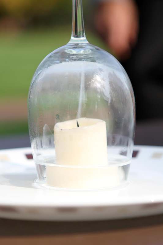 a candle in a glass cover