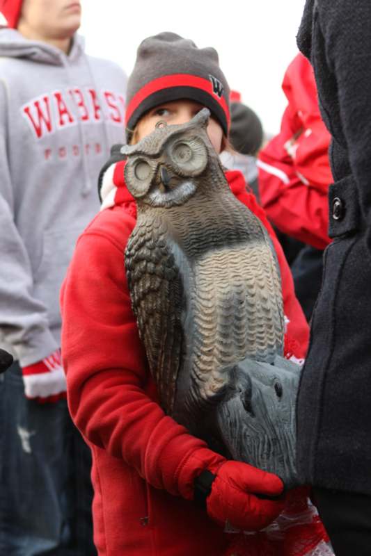 a person holding a statue of an owl