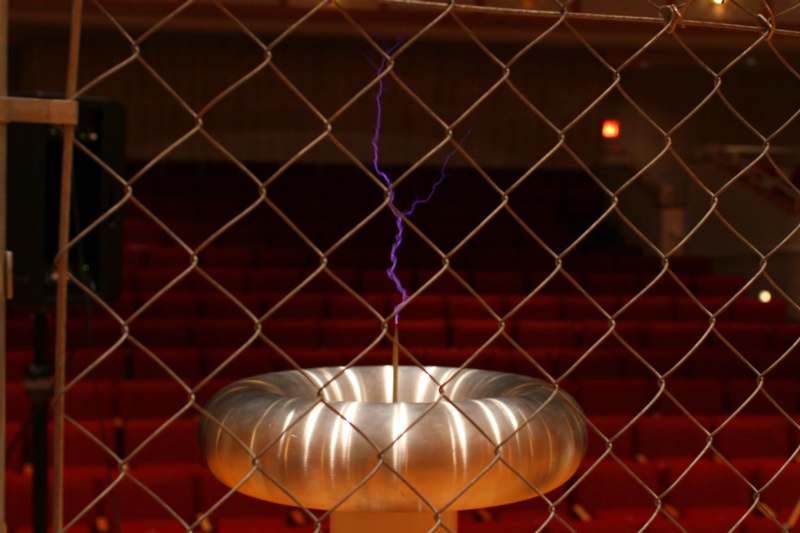 a lightning bolt in a metal bowl