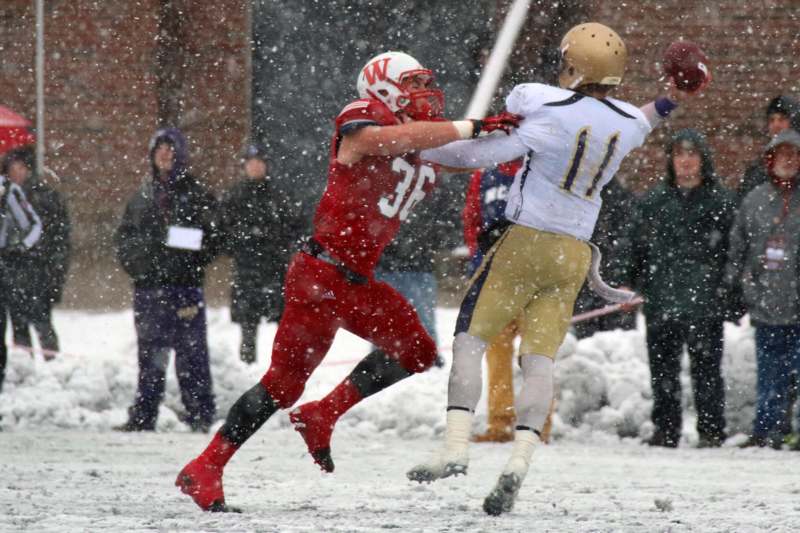 a football players in the snow