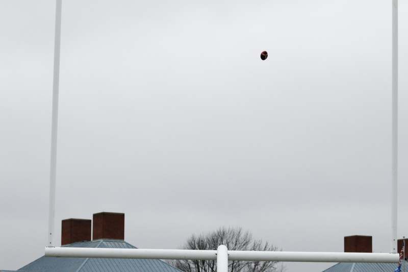a football flying in the air