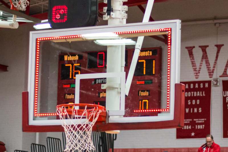 a basketball hoop with a net and a scoreboard
