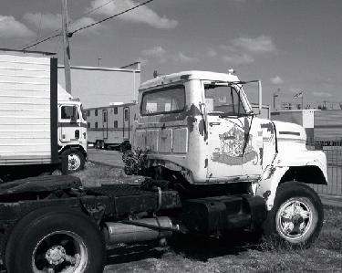 a truck with a broken front