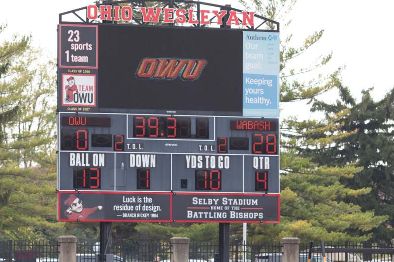 a scoreboard with numbers and words