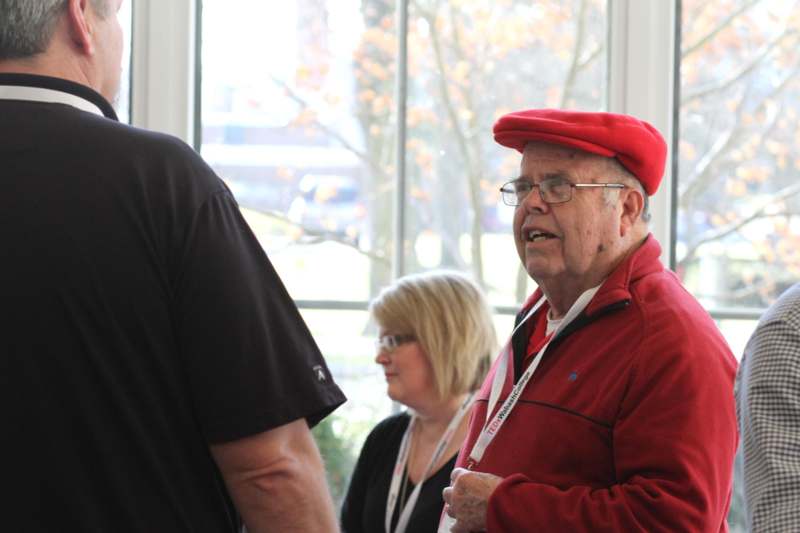 a man in a red hat