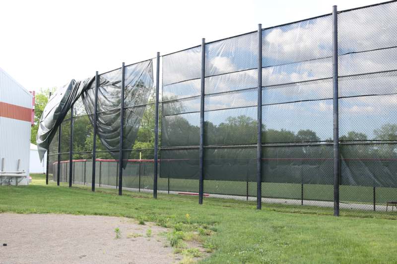 a fence with a net covering it