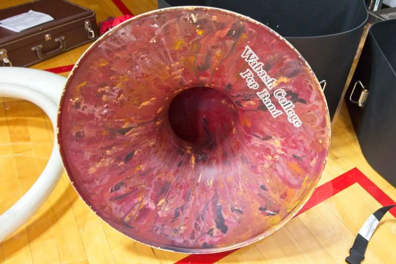 a red and yellow musical instrument