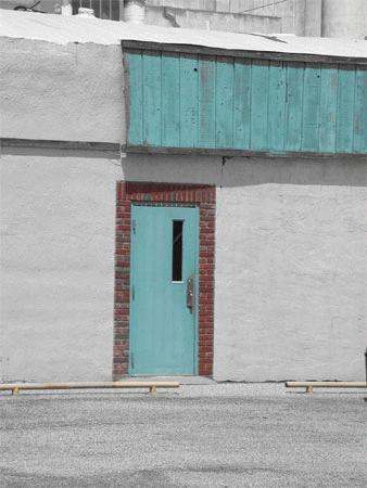 a blue door on a building
