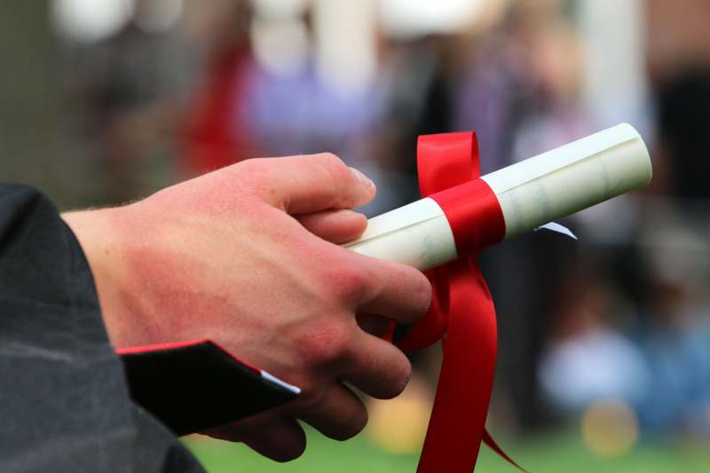 a hand holding a diploma