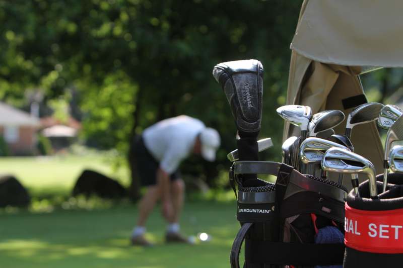 a close-up of a golf bag