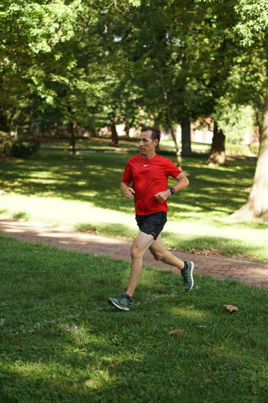 a man running in a park