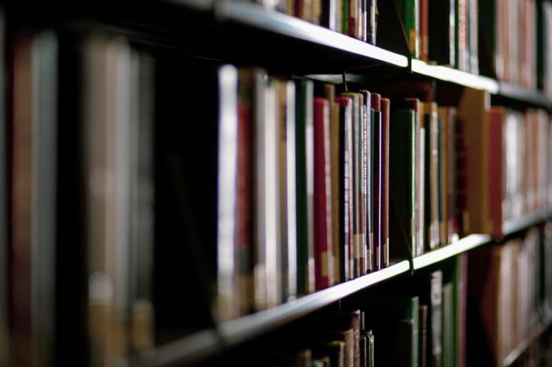 a row of books on a shelf