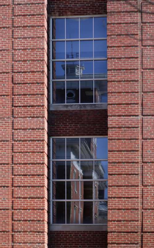 a brick building with windows