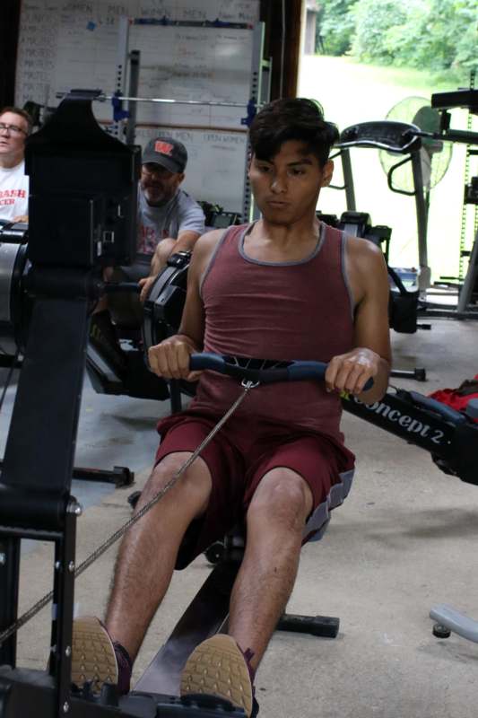 a man on exercise equipment